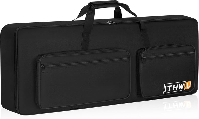 ITHWIU Padded 8mm Shockproof Slim61 Keys Keyboard Case Electric Piano Keyboard Gig Bag Well Protection with Adjustable Straps and 4-Pocket for Keyboard Accessaries, Black (Interior: 37.8”×13”×6”) - Image 1